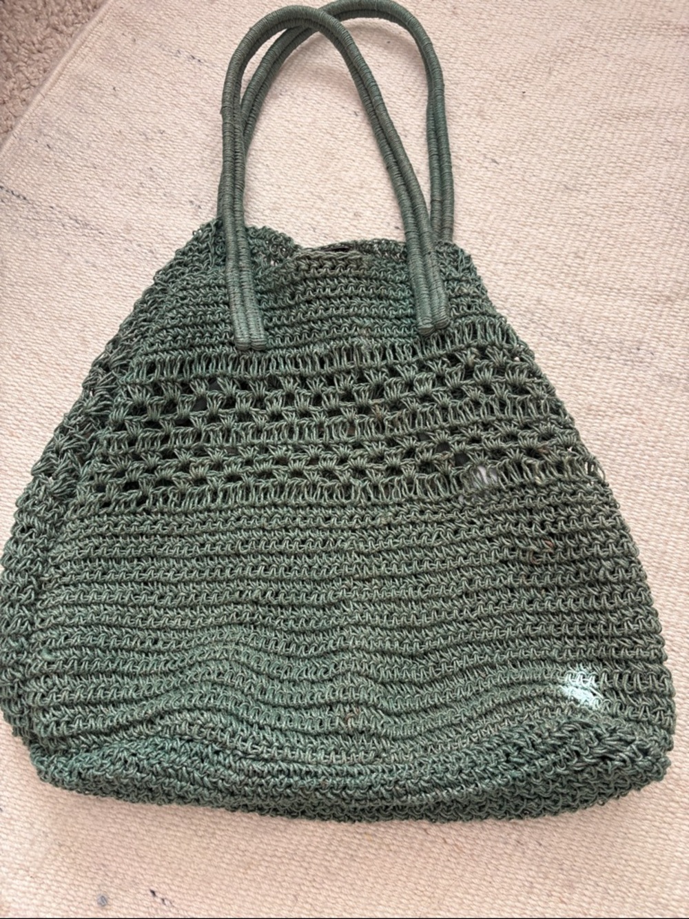 J. Jill Olive Green Crochet Tote Bag